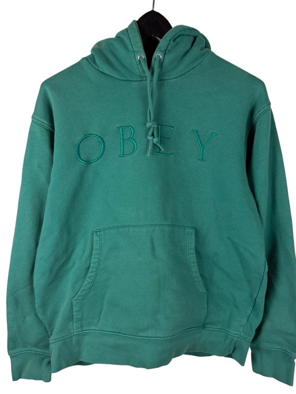 Mens Y2K OBEY Worldwide Skate Streetwear Green Pullover Hoodie Size S